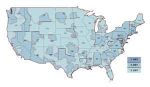 Priority Mail transit time map